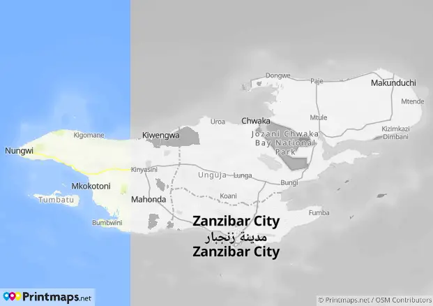 Kartenansicht Zanzibar Nord