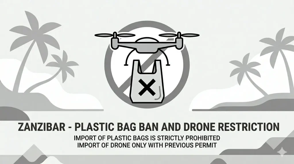 IMPORTANT Baggage Information Plastiktüten und Verbot von Drohnen